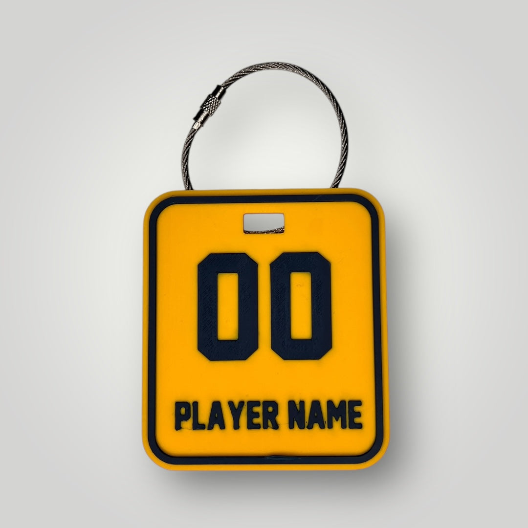Sports Bag Tag - Yellow/Navy Blue
