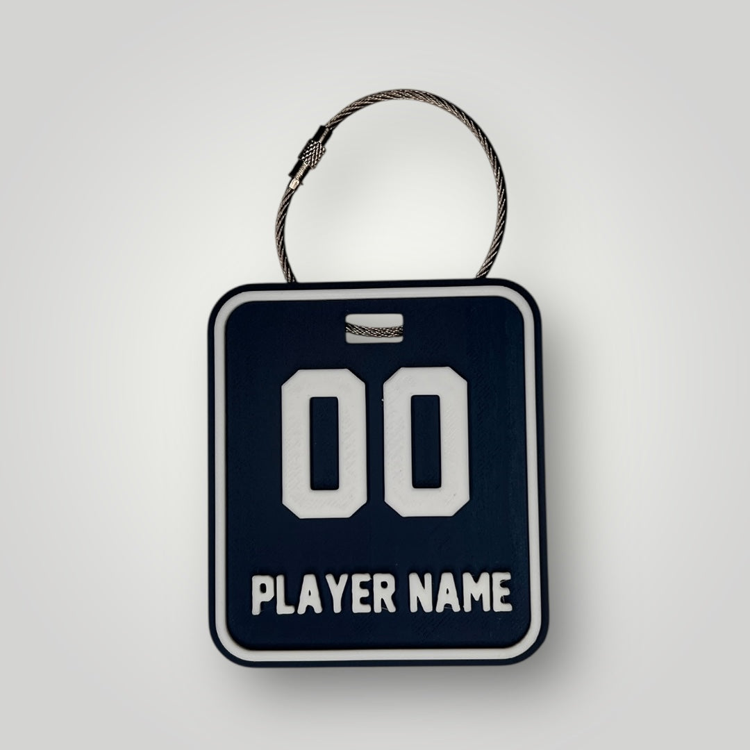 Sports Bag Tag - Navy Blue/White